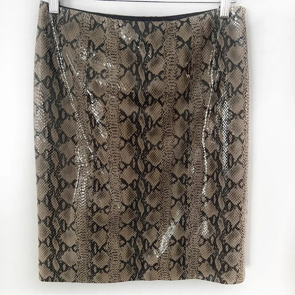 Eccoci Leather Snake Print Pencil Skirt Knee Length 4 Python Animal Lux Classy - Picture 1 of 10